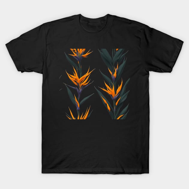Strelitzia Flower Pattern | Native Plant South Africa | Bird of Paradise | African Safari T-Shirt by BraaiNinja